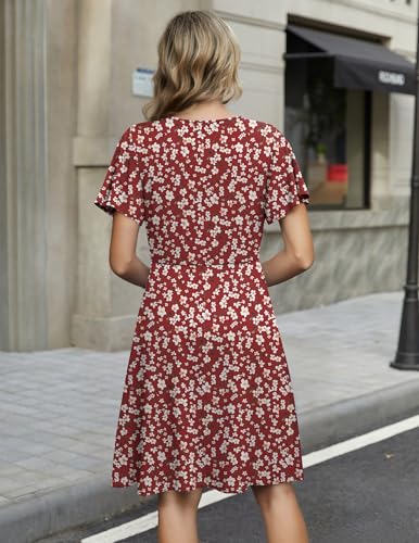 Image of Zeagoo Womens Summer Dresses Wrap V Neck Dress Floral A-Line Ruffle Sleeve Casual Sundress with Pockets 2026