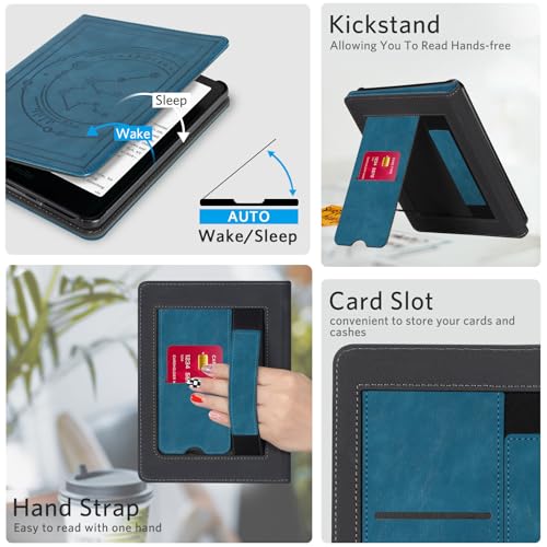 Image of CoBak Stand Case for 7 inch Kindle Paperwhite 12th Gen 2024 and Kindle Colorsoft with Hand Strap - Compatible with iPhone MagSafe, for Samsung /Belkin /Anker Wireless Charging Pads, Durable, Auto Sleep Wake
