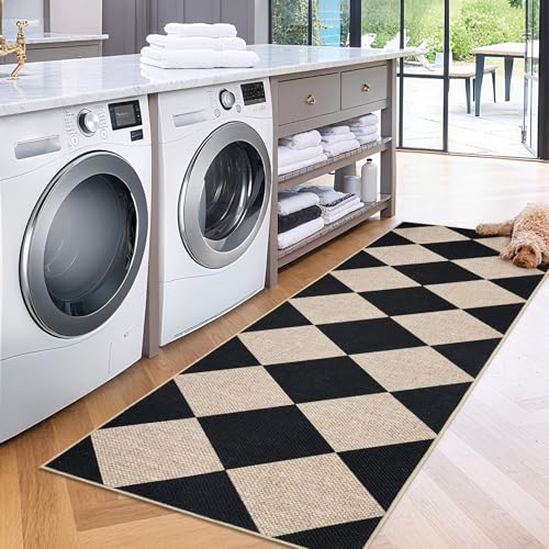 GarveeHome Checkered Easy Jute Runner Rug 2x6 Black for Hallway Kitchen by GarveeHome - Image 8