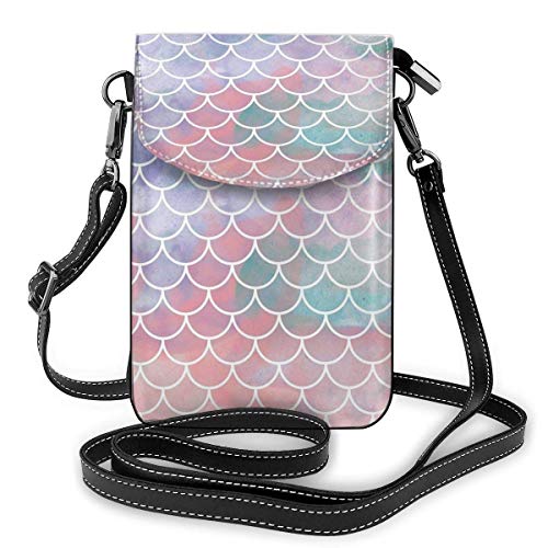 Preisvergleich Produktbild Handy Geldbörse Kleine Crossbody Aquarell Meerjungfrau Waage Brieftasche Taschen Mit Verstellbaren Schultergurt Frauen