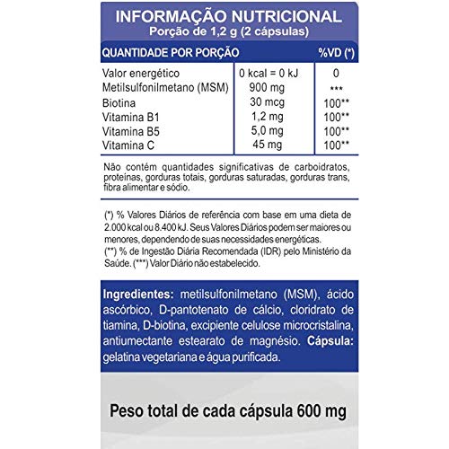 Kit 2 MSM Metil Sufonil Metano + Biotina e Vitamina Unilife 60 cápsulas