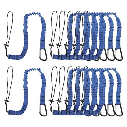 Image of MECCANIXITY Retractable Tool Lanyard 3ft with Single Aluminum Buckle and Adjustable Loop End, Maximum Weight Limit 10KG / 22lb, Safety Fall Protection Tools Leash, Blue 12 Pack