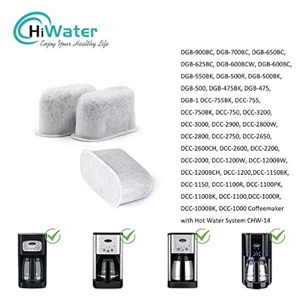 24-pack houtskoolfilters compatibel met Cuisinart koffiezetapparaat filtervervanging voor alle Cuisinart koffiewaterfilter - Hiwater