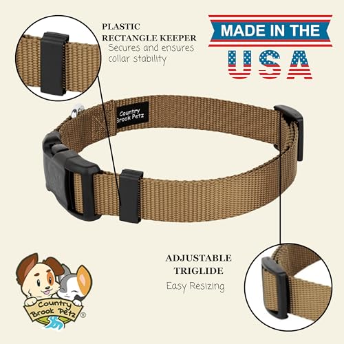 Country Brook Petz 25+ Hundehalsband aus Nylon, mit Schnellverschluss-Schnalle, robust, hergestellt in den USA (klein, 1,9 cm breit, Coyote Tan)-7
