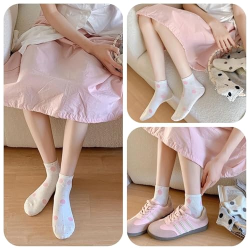 5 Pairs Polka Dot Ankle Socks Cute Casual Crew Socks for Girls Teens4