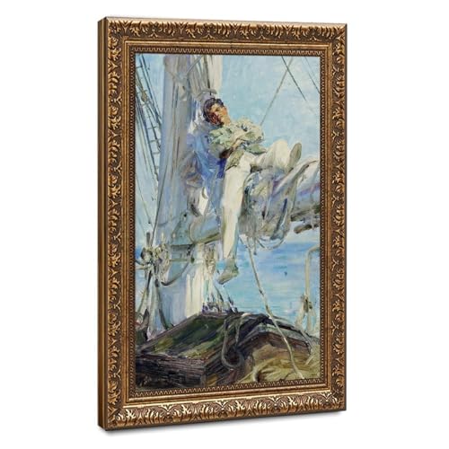 Toile tendue Henry Scott Tuke Marin endormi décoration murale salon bureau 61 cm