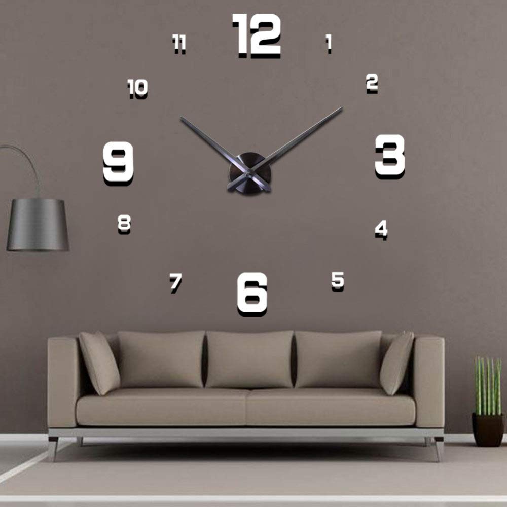Horloge murale 3D DIY moderne pour un salon lumineux et contemporain