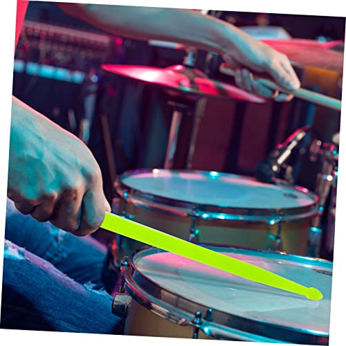 2 piezas de baquetas para batería con punta de nailon, color verde fluorescente, tamaño 5A, para principiantes y bateristas miniatura 5