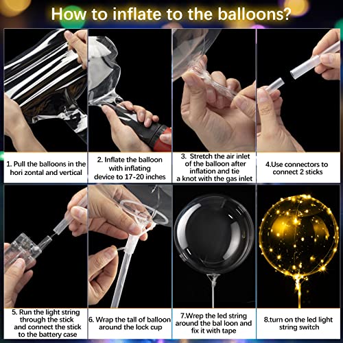 Vinsot 30 Pack LED Bobo Balloons Light Up Balloons Clear Helium Bubble Bobo Glow with String Lights for Parties Birthday Wedding Decoration(Warm Light 20 Inch, 30) by Vinsot - Image 4