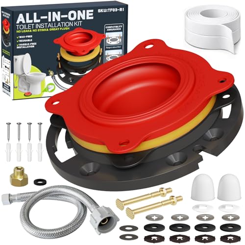 Toilet Flange Repair Kit with Elastic Wax Ring & 16" Supply Line, Universal