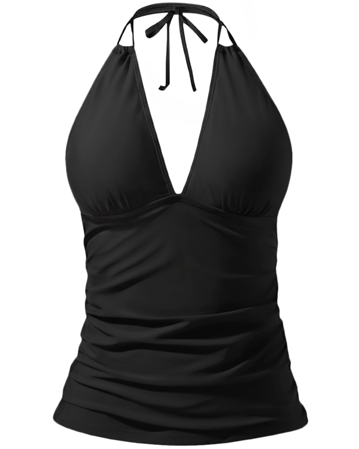 Yonique Womens Halter Tankini Top V Neck Swim Top Tummy Control Bathing Suit