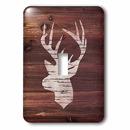 Interrupteur à bascule simple aspect bois marron et cerf blanc 3dRose - 2