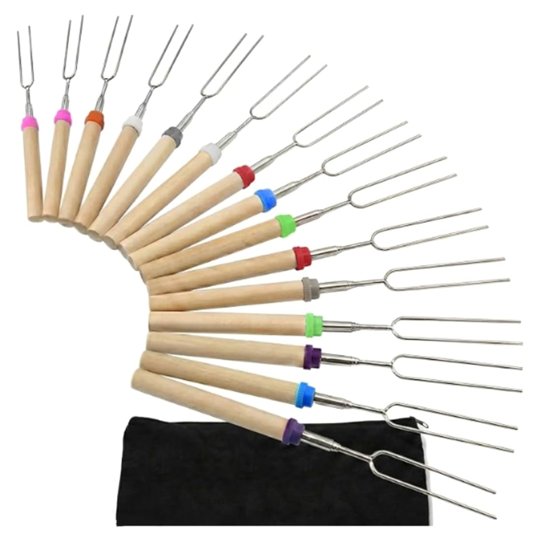 CTRLZS Smores Kit for Fire Pit 15 Pcs for Camping Marshmallow Roasting Sticks 32 Inch, Smores Sticks Skewers