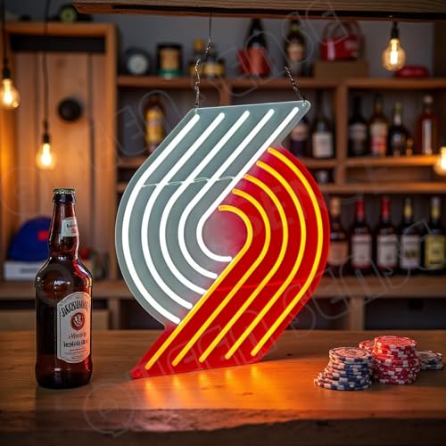 Queen Sense 16"x13.5" Go Portlands Trail Blazers LED Neon Sign for Wall Decor USB Powered Dimmable Neon Light BH1396