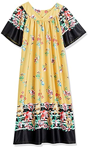 Image of AmeriMark Casual Women's Patio Muumuu House Dress Loose Comfortable Short Sleeve Sun Dress Lounger Gown Sleepwear for Ladies