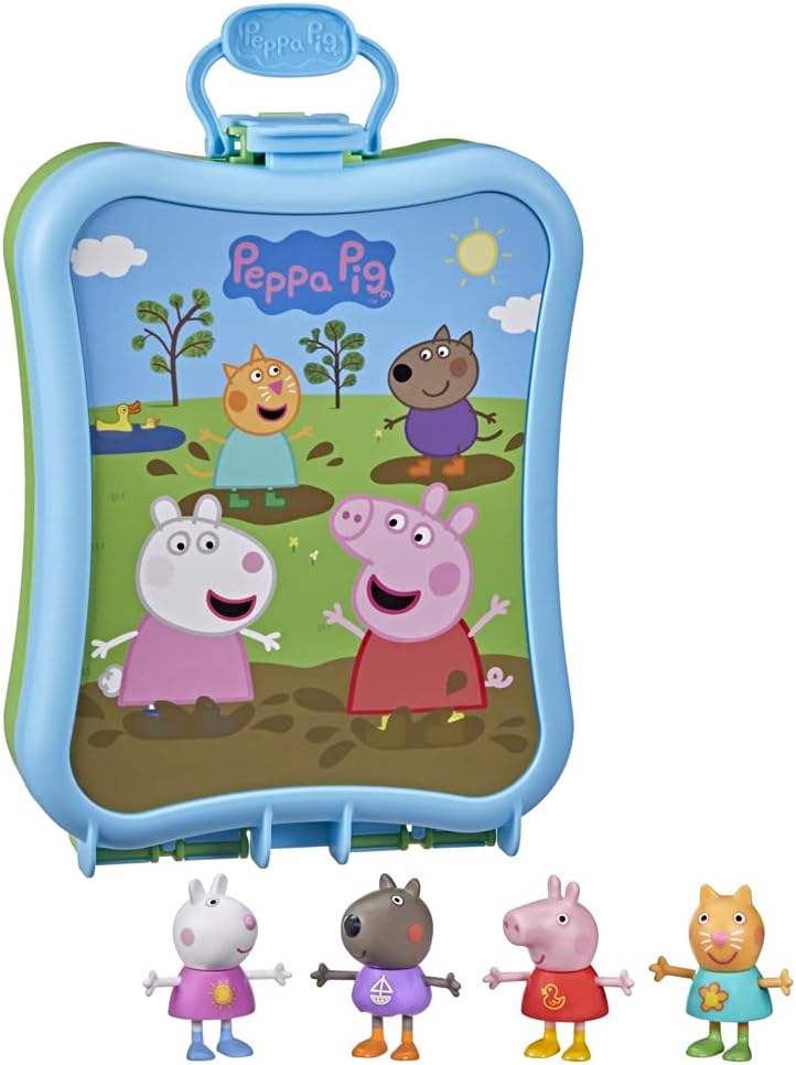 Peppa's Carry-Along Friends Set, 4 Figures with Carrying Case, Preschool Toys for Classroom, Back to School Gifts for Kids, Ages 3+