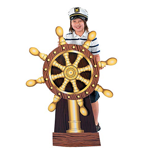 Fun Express Ship Wheel Standup for Party - Party Decor - Large Decor - Floor Stand Ups - Party - VBS Vacation Bible School Supplies/Decor - 1 Piece