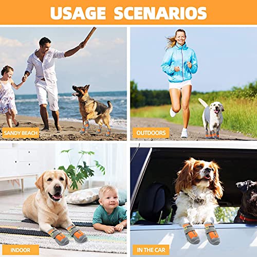 Image of PETANGEL Dustproof Dog Boots for Hardwood Floor | Breathable Dog Shoes | Dog Booties with Reflective Anti-Slip Sole | Outdoor Paw Protectors with Rubber Soles for Hiking and Running (Size: 3)