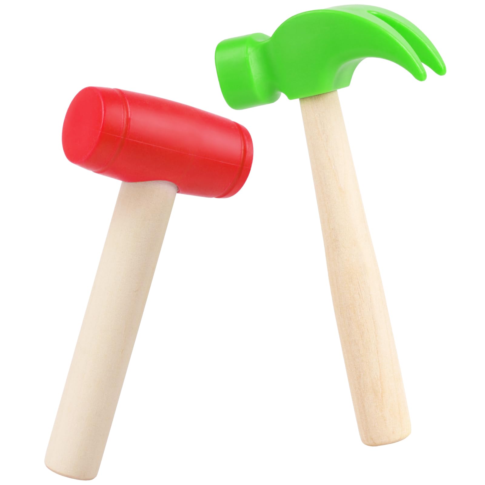 2pcs Toy Hammer Simulation Wooden Hammers Small Plastic Toddler Claw Hammers Portable Kids Maintenance Tools Toys Pretend Fake Mallet Hammer for Boys Girls