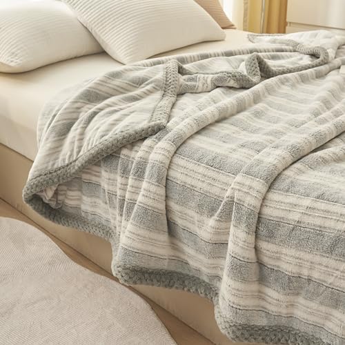 Plaid en flanelle grise 190x230 cm | Couverture douce grand format