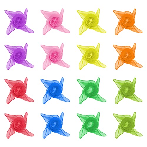 Square Dance Scarves - 16 Pcs Juggling Silk Scarves for Music Movement, Kids (8 Colors, 24