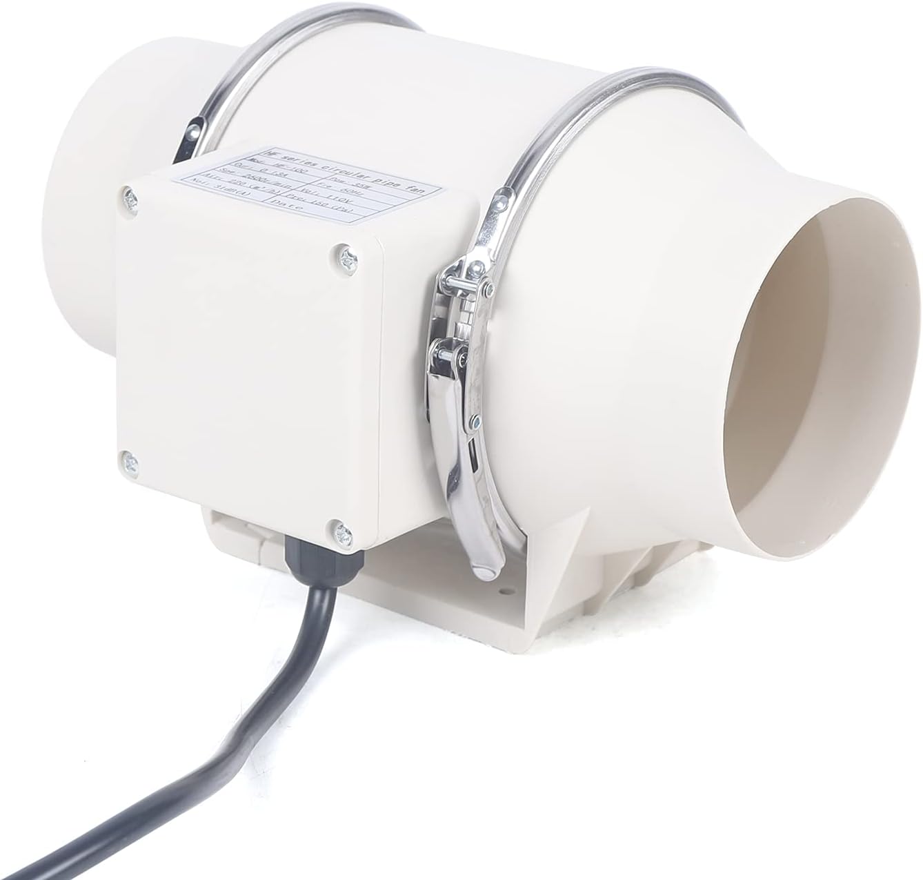 4'' Inline Duct Fan, 129.41 CFM High-Efficiency Exhaust Ventilation Fan, Quiet 31dB Air Duct Fan with Pure Copper Motor for Home, Kitchen, Bathroom, Grow Tent, Hydroponics (US Plug 110V)