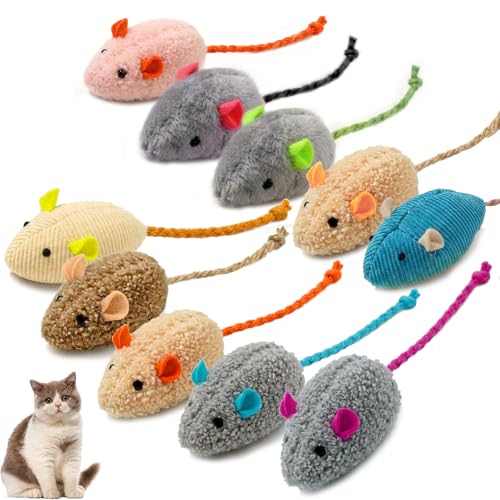 10 Pack Kitten Teething Toys Interactive Plush Catnip Mouse Toy Gift