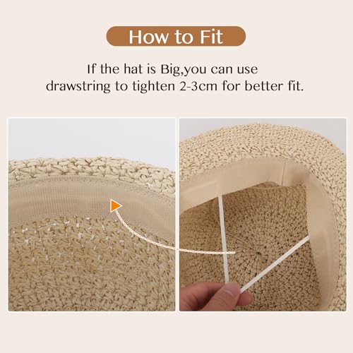 Sombrero de paja para mujer con ala ancha para verano miniatura 3