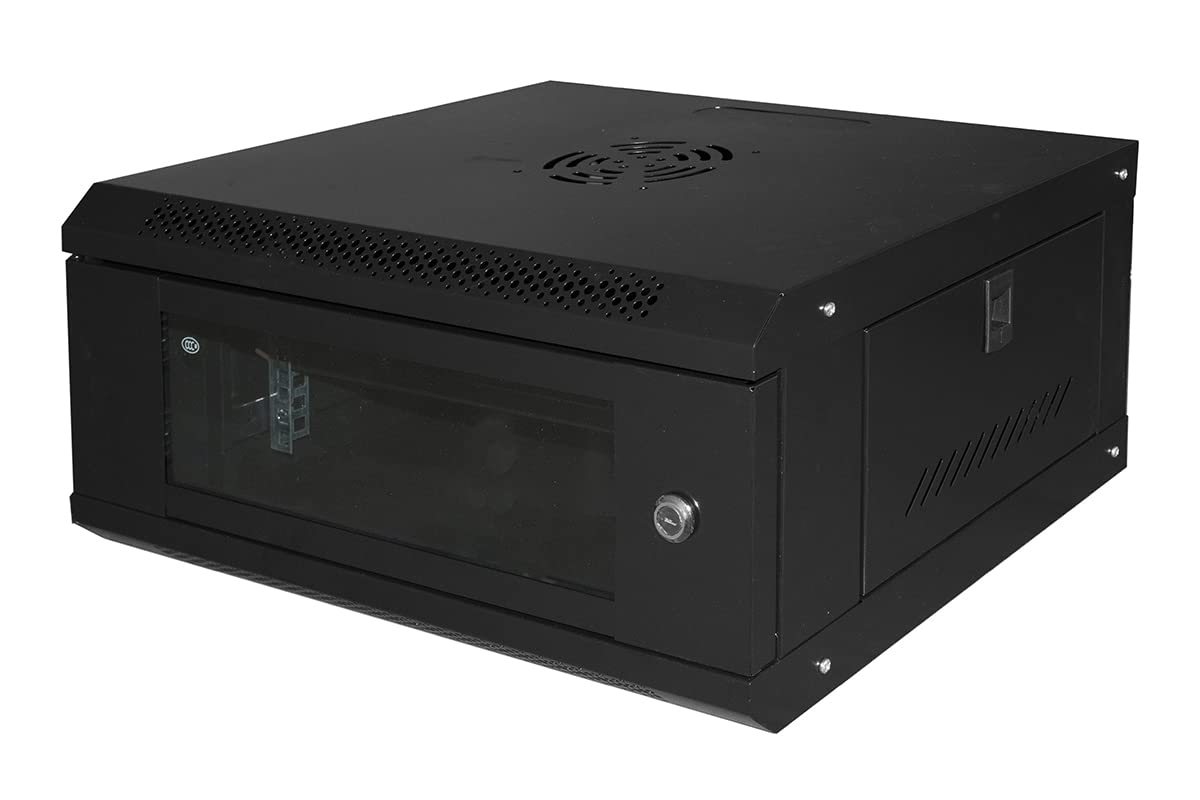 LINK LK1904UNL armadio rack 19" serie light con porta a vetro armadio per installazione a muro colore nero dimensioni 40x53x24 cm capacità 4 unità ripiano incluso 1 pezzo