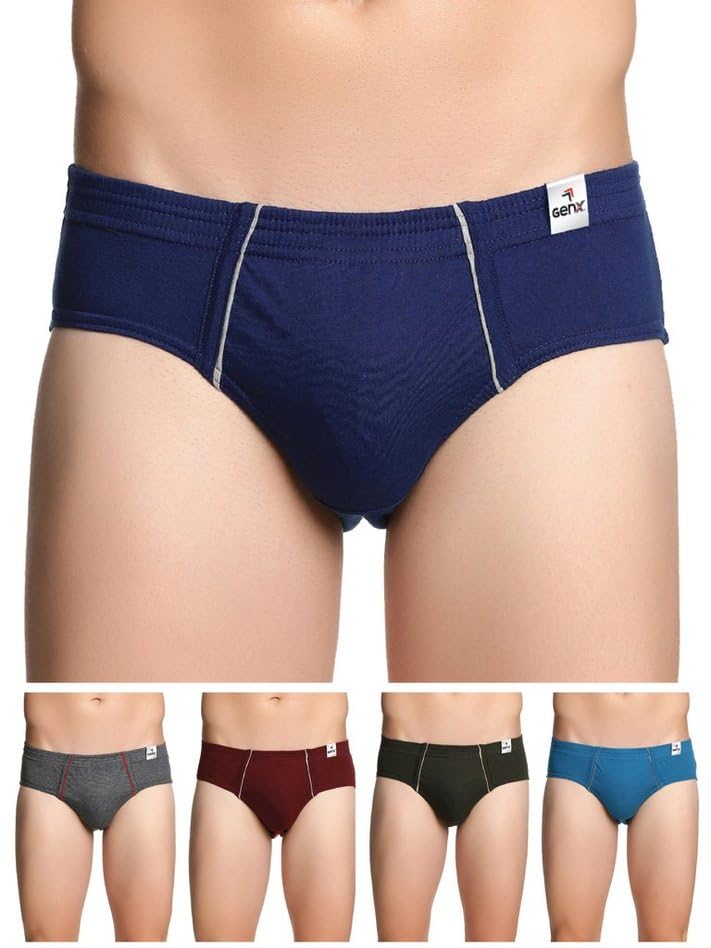 Genx Gusto Men’s Brief -Stylish & Comfortable, 100% Combed Cotton Underwear(Pack of 5)(Color May Vary)