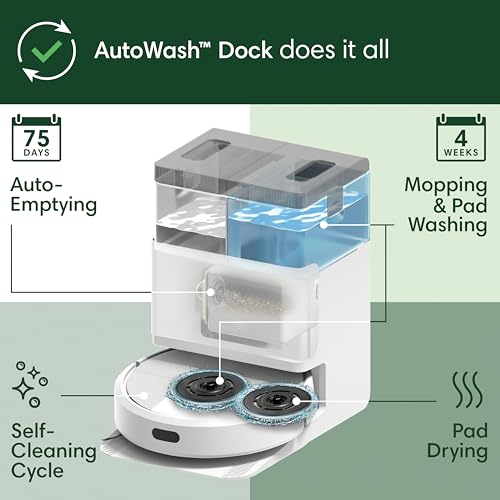 Image of iRobot Roomba Plus 405 (G185) Combo Robot Vacuum & Mop with AutoWash Dock - Spinning Mop Pads, Self-Empties, Pad Washing & Drying, Self-Cleaning, Pad-Lift, LiDAR Navigation