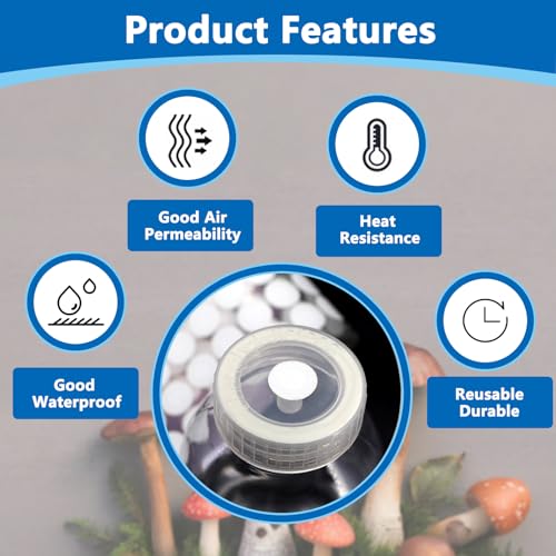 Image of Synthetic Filter Paper Stickers, 20mm Filter Patch Stickers 0.25m Synthetic Filter Disc Tape for Mushroom Cultivation Wide Mouth Jar Lids - 64 Pieces