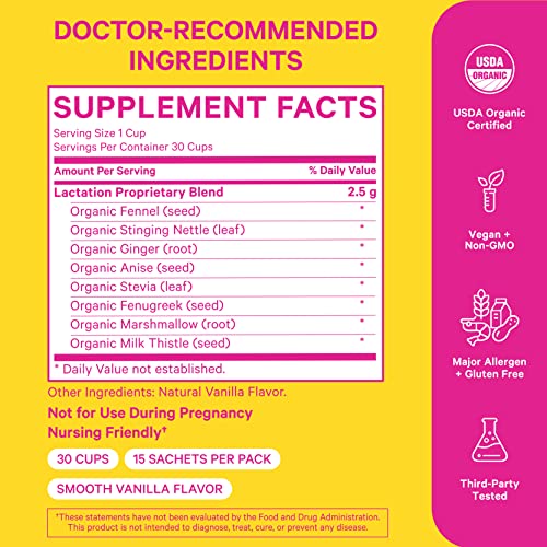 Pink Stork Lactation Support Tea: Organic Smooth Vanilla Nursing Tea For Breast Milk Supply, Fenugreek, Fennel & Marshmallow Root, Breastfeeding Essentials, Postpartum Essentials, Women-Owned, 30 Cups #TOP3