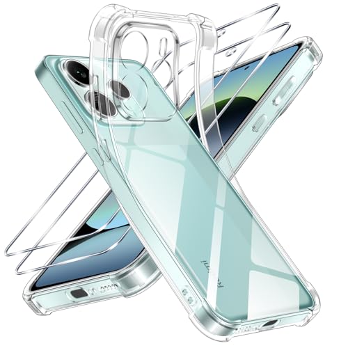 Vauki für Xiaomi Redmi Note 14 5G Hülle(Nicht für Redmi Note 14 4G),1 Handyhülle mit 2 Stück Panzer Schutz Glas, Weiche TPU Transparent Hülle, Schutz Stoßfest Schutzhülle Dünn Durchsichtige Klar Cover
