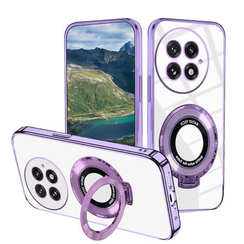 Coque OnePlus 13 antichoc Anlalsih en silicone TPU souple violet avec anneau magnétique