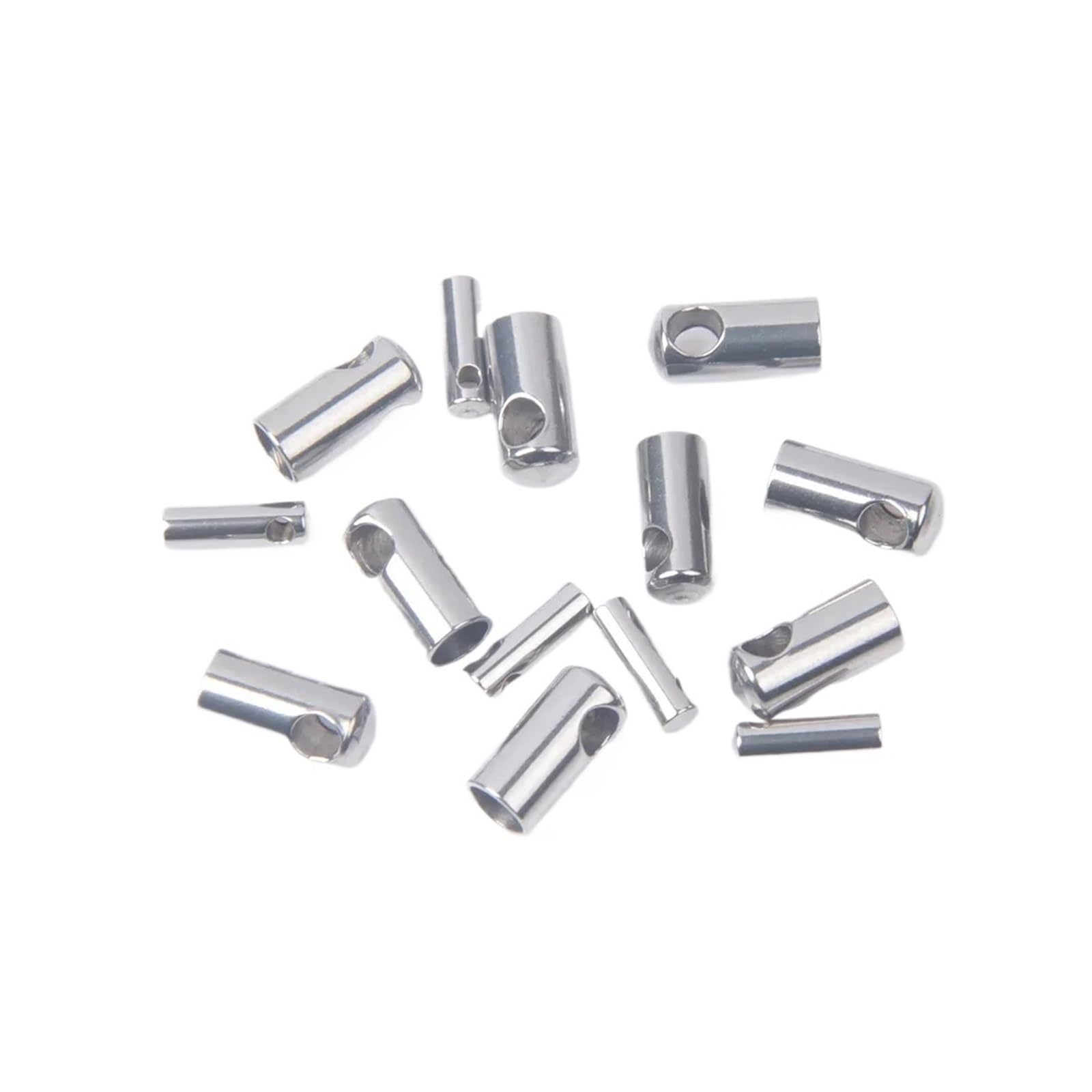 WEKONUMEX Rope Stoppers, Rope Stoppers End Caps Stainless Steel Silver 1.0-4.0mm Hole Pack Of 60(2.6mm hole 60pcs)