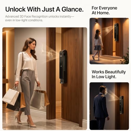 Image of Golens X94 Premium Smart Door Lock for Main Door | 9-Way Unlock with 3D Face ID, Palm Unlock, Fingerprint, PIN, RFID Card, Mobile App, RF Remote & Mechanical Key | Luxury Heavy-Body Digital Door Lock