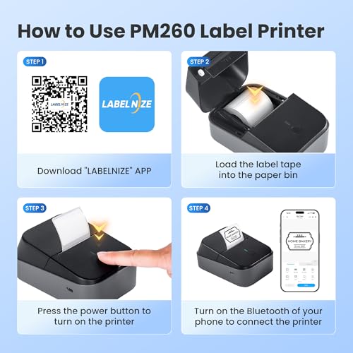 PM260 Label Maker Machine with Tape, 2 Inch Label Tape Maker Bluetooth Label Printer, Inkless Portable Label Maker with Smart AI APP for Home, Kitchen, School, Office Organization, image 8
