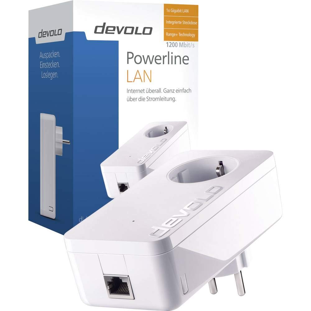 devolo LAN Powerline Adapter, dLAN 1200+ Erweiterungsadapter -bis zu 1.200 Mbit/s, ideal für Home Office, 1x LAN Anschluss, LAN Steckdose, weiß