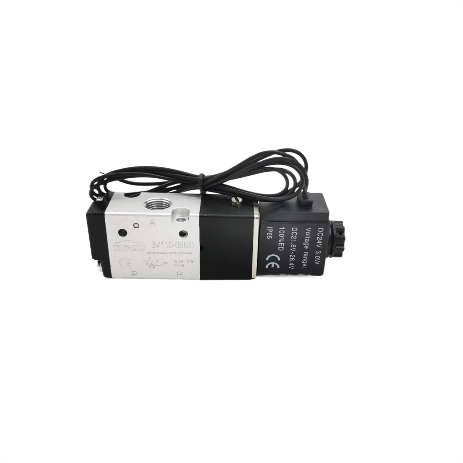 Pknaqwlsx Dc24v 1 Pcs 3V110-06Nc Solenoid Air Valve 1/8" 12Mm2 0.15-0.8Mpa Normal Closed 3/2Way Solenoid Valve(Dc24v)