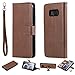 Produktbild Yobby Brieftasche Hülle für Samsung Galaxy S8,Samsung Galaxy S8 Braun Geldbörse Handyhülle 2 in 1 Abnehmbar Magnetisch Auto Leder Vegan Flipcase Stand Kartenhalter Handschlaufe Schutztasche