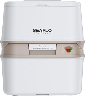 SEAFLO 22L Premium Portable Travel Toilet 4 Gallon Fresh Water Tank 5.8 Gallon Waste Tank Modern Injection Molded Camping RV Marine Toilet With 360 Flush Leak Proof Design 4 Year Warranty