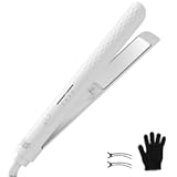 Quico Hair Straightener&comma; 110-240V Global Travel Hair Straighteners for Women&comma; 15s Fast Heating&comma; Professional Negative Ion Flat Iron&comma; Temp Memory&comma; 320℉-450℉&comma; Auto-Off&comma; with Glove and Clips&comma; Gift&comma; White