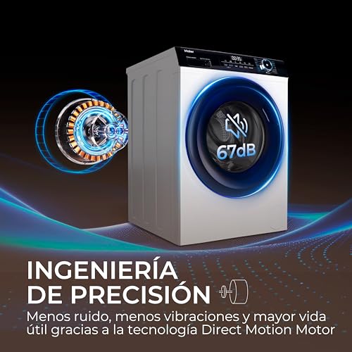 Miniatura 7 de Haier I-Pro Series 3 Hw100-B14939-Ib- Lavadora Carga Frontal 10kg, Función Vapor, Motor Direct Motion, Tratamiento Antibacterias, 1400 Rpm, Fin Diferido, Detector Automático De Kg, 15 Programas,Blanco