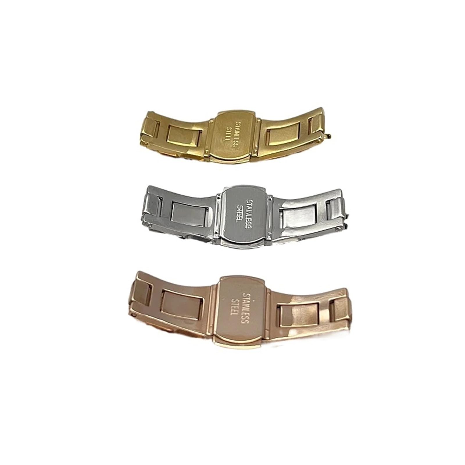 YINGO Edelstahl-Uhrenarmband, Wasserdichtes Schmetterlingsschnallenarmband