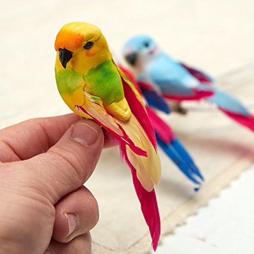 Factory Direct Craft Feather Tail Parrot Mushroom Birds with Attached Clips | 12 Birds | for Indoor Decor