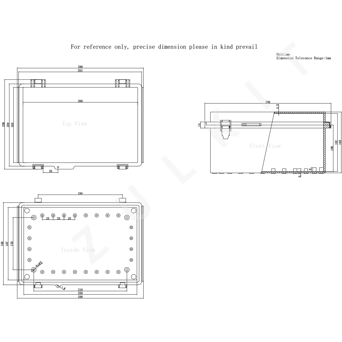 Zulkit Scatola di giunzione in plastica ABS resistente alla polvere impermeabile IP67 Scatole elettriche incernierate Esterno universale Grigio Fibbie in acciaio inossidabile 29 x 19 x 14 cm