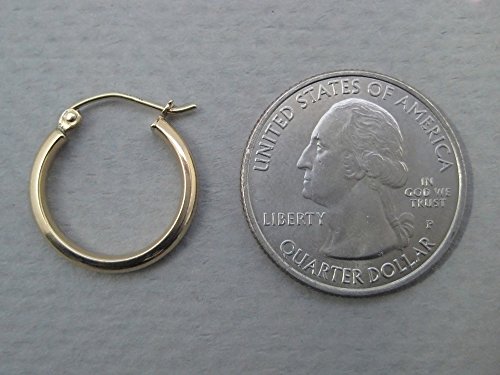 Small 14K Yellow Gold Half Round Tube Hoop Earrings.70 In (18Mm) (2.75Mm Tube) #TOP3