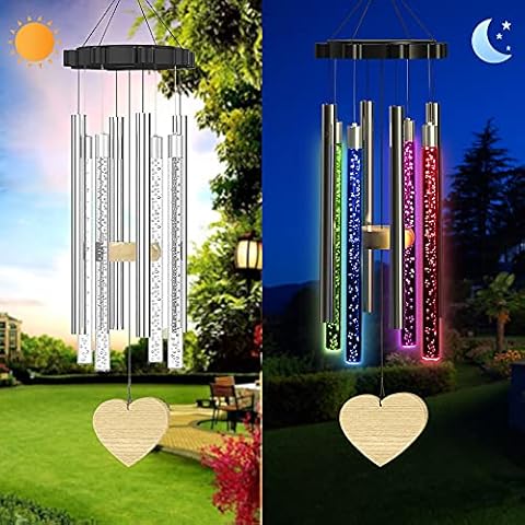 DESTRIC Solar Wind Chimes Light Outdoor,Waterproof LED Wind Chimes for Outside with 8 Tubes,Memorial Wind Chimes with Colorful Light,Christmas/Housewarming Gift, Garden, Yard, Home Decor Cover