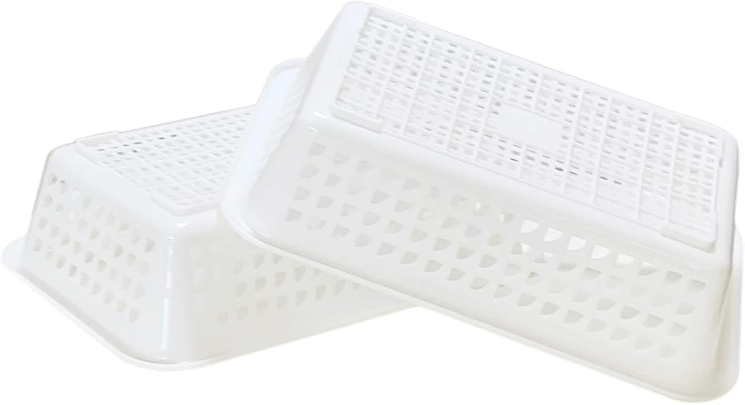 Honla Rectangular Small Plastic Storage Baskets Organizer,Set of 8,White